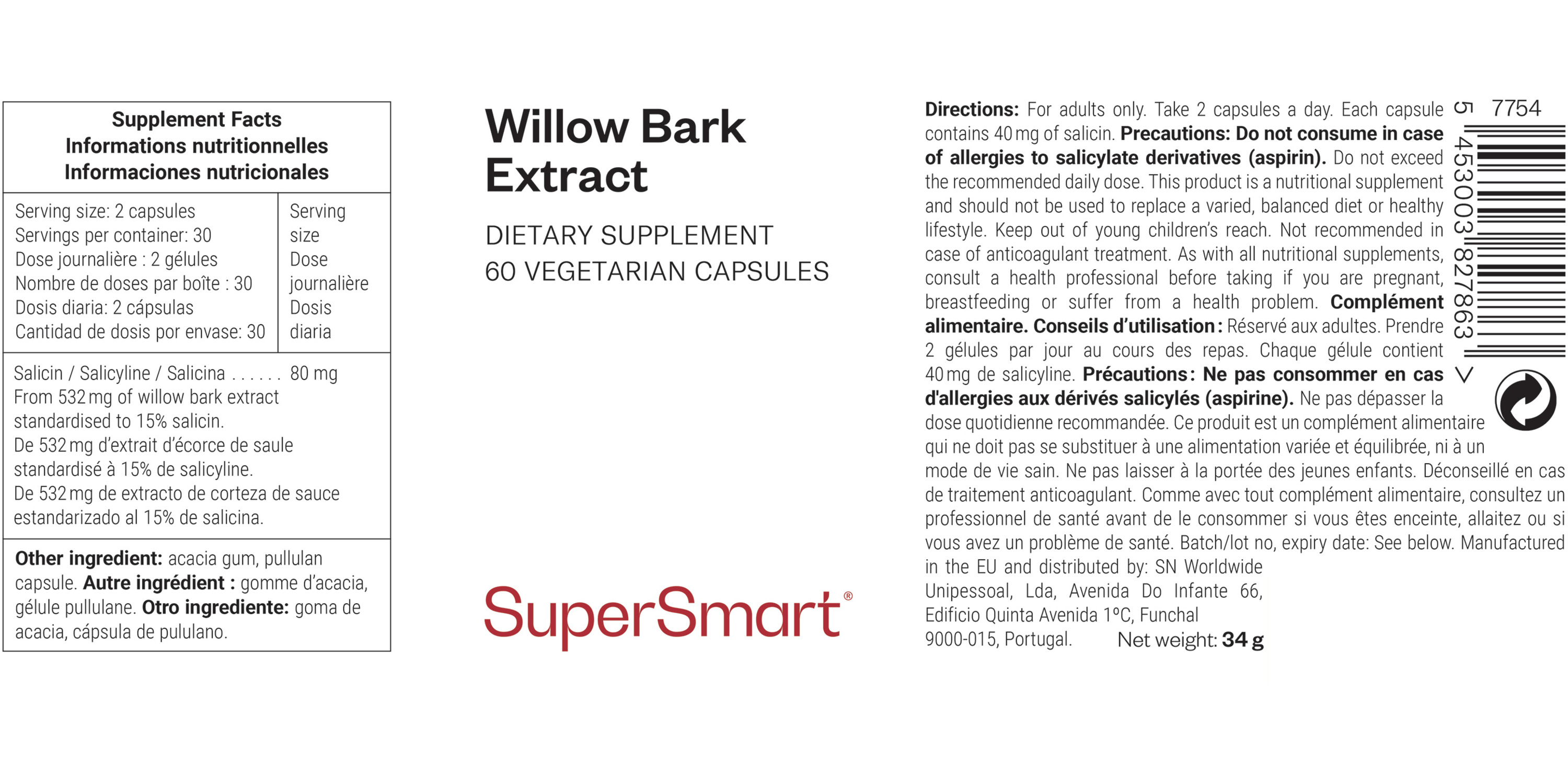 Willow Bark Extract Supplement