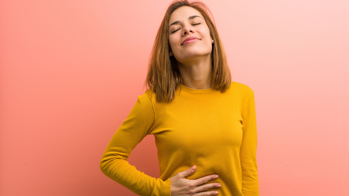 Woman comfortably digesting her meal 