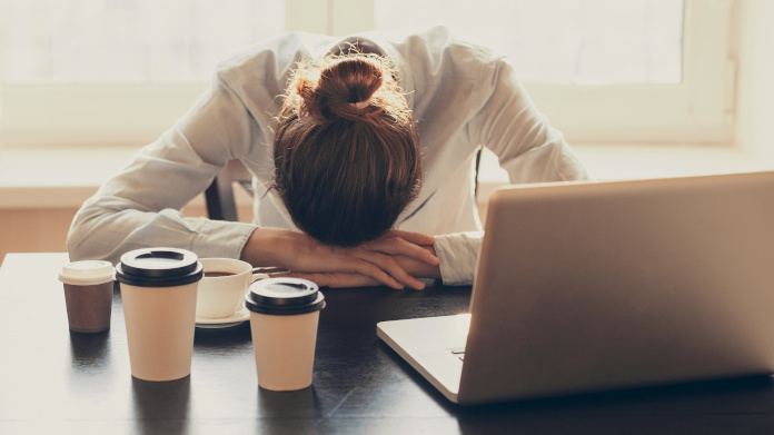 Tired woman at work