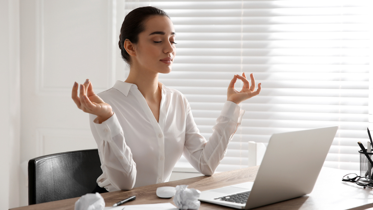 Woman taking anti-stress supplements